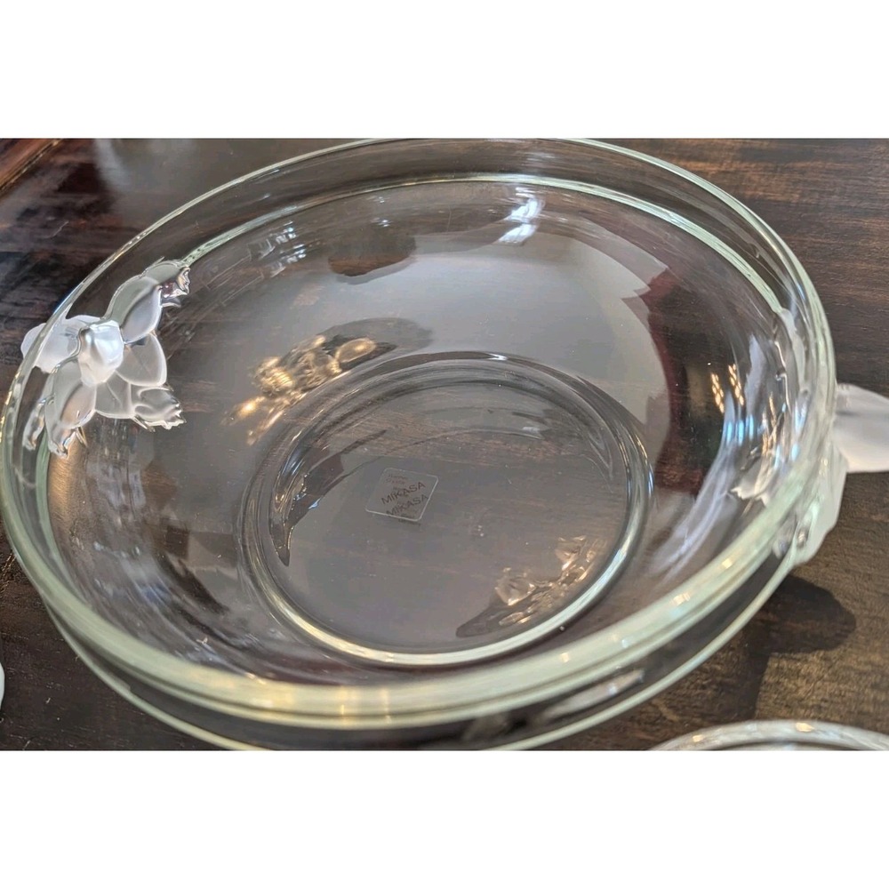 4 Bowl/Dish 1 Lid Set Vintage Mikasa Walther-glas Satin Rose Crystal 8/5" German - Picture 3 of 16